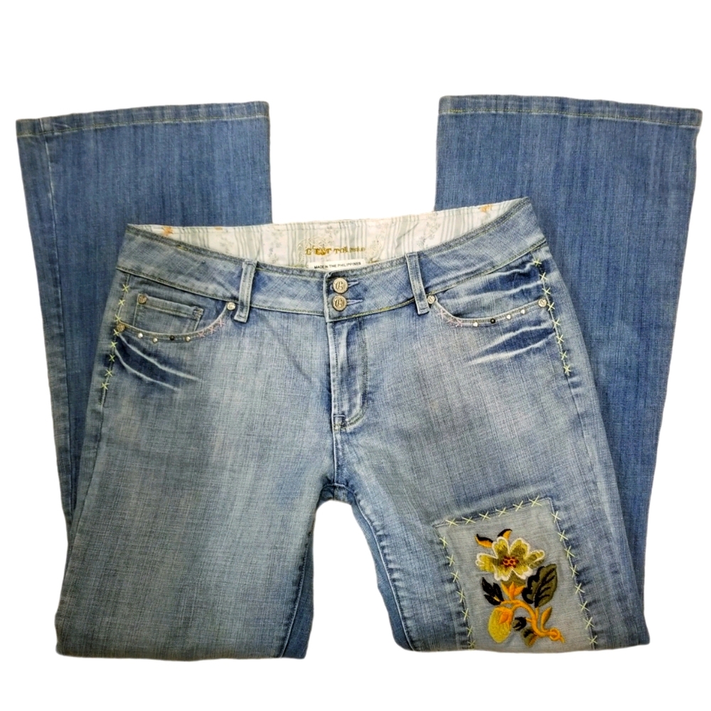 C'est Toi Women's Embroidery Flared Jeans